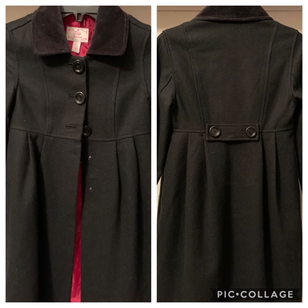 Gap girls black wool coat with velvet collar